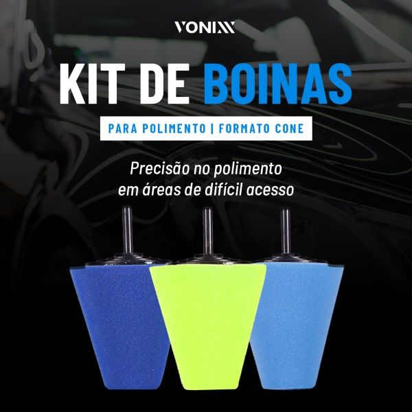 Kit 3 PCS Boina Polimento em Cone VONNIX